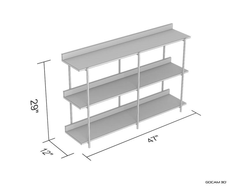Rendu 3D technique d'une table console ou image rendue en 3D technique d'une table console imagée en 3D.