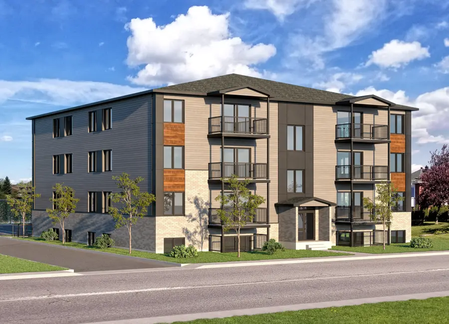 Real estate project exterior 3D rendering or realistic exterior 3D rendering of a real estate project imaged in 3D.