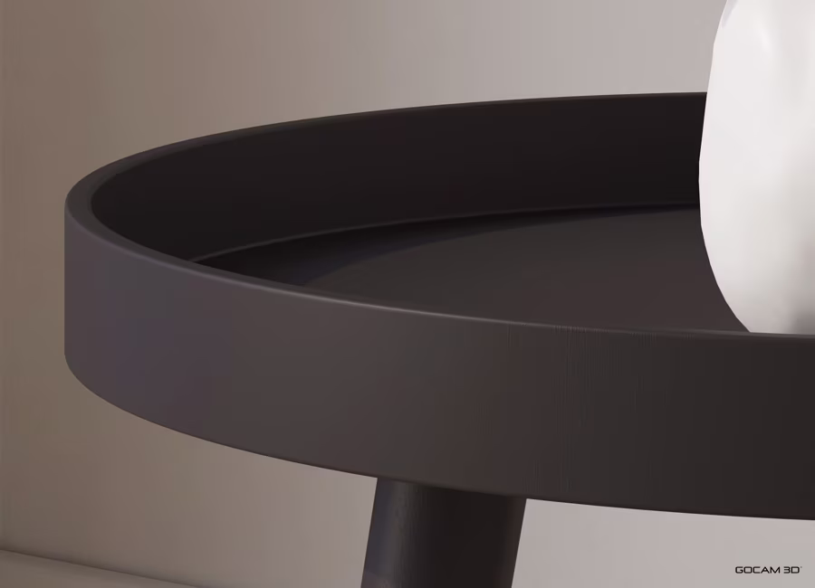 White background 3D rendering of living room coffee table imaged in three dimensions.