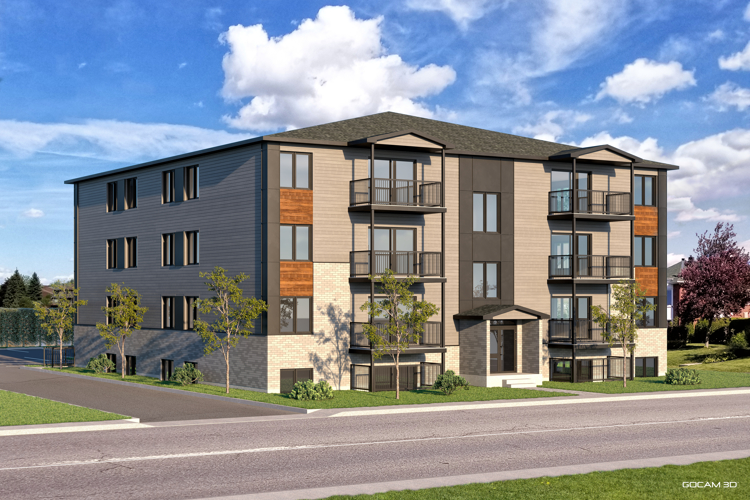 Rendu 3D extérieur d'un bâtiment multilogements (multilogements 16 plex) pour promotion immobilière - GOCAM 3D