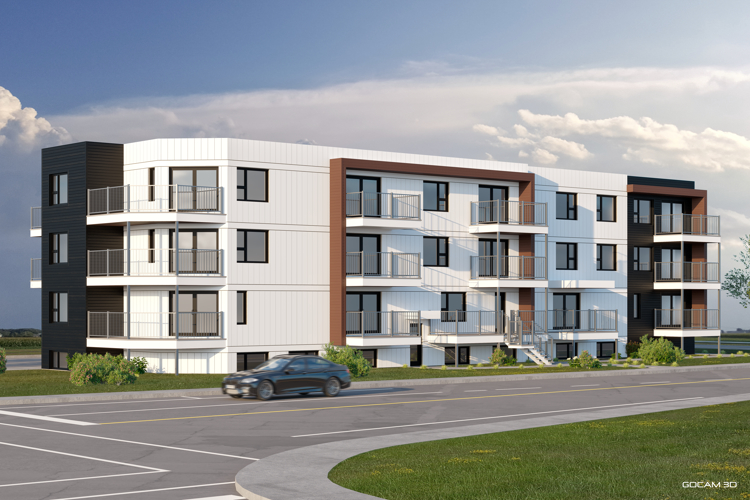 Rendu 3D extérieur de projet multilogements (bâtiment de 21 logements) pour faire de la promotion immobilière - GOCAM 3D