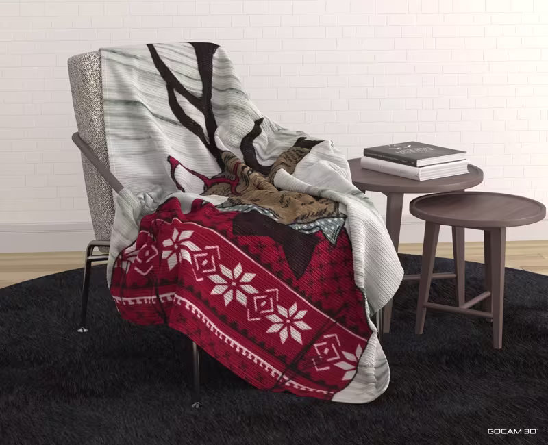 Rendu 3D de mobilier ou image rendue en 3D de mobilier d'une couverture imagée en 3D.