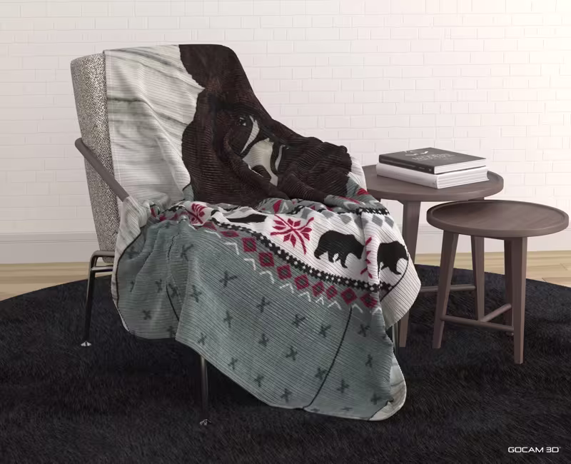 Rendu 3D de mobilier ou image rendue en 3D de mobilier d'une couverture imagée en 3D.